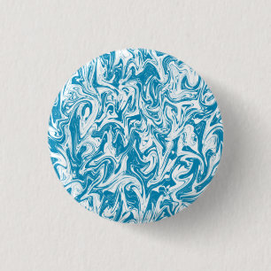 Turquoise & White Swirl 3 Cm Round Badge