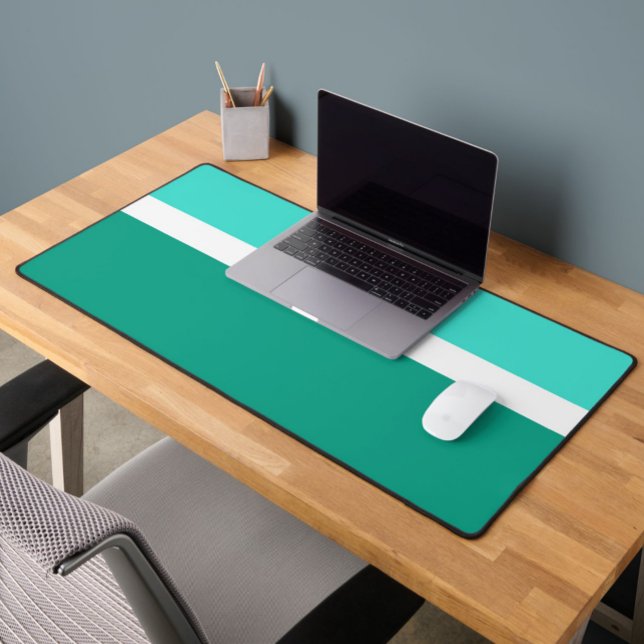 Turquoise White Teal Colour Block Style Design  Desk Mat (Creator Uploaded)