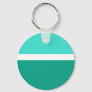 Turquoise White Teal Colour Block Style Design Key Ring