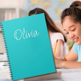 Turquoise White Teal Personalised Notebook