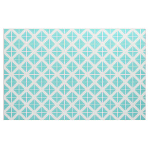 Turquoise White Trendy Triangles Pattern Fabric