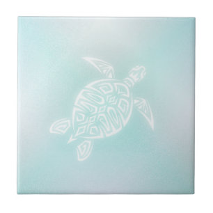 Turquoise White  Turtle Tile