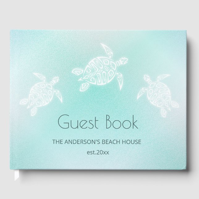 Turquoise White Turtles Guest Book (Front)