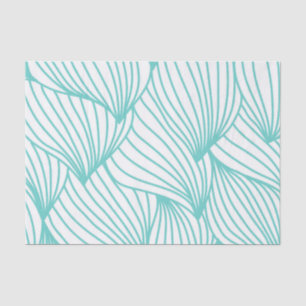Turquoise White Waves Delicate Natural Artist Tissue Paper