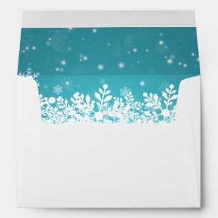 Turquoise Winter Snowflakes Holiday Season Envelope