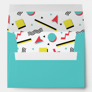 Turquoise with 90s Pattern Lining Envelopes