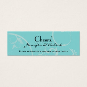 Turquoise with Black Swirl Wedding Drink Ticket