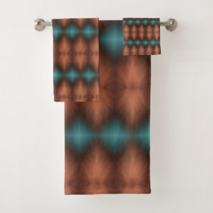 Turquoise with Copper Brown Bath Towel Set