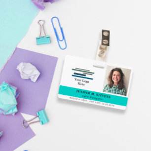 Turquoise with Logo & Photo Employee ID ID Badge