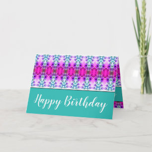 Turquoise With Purple and Pink Card