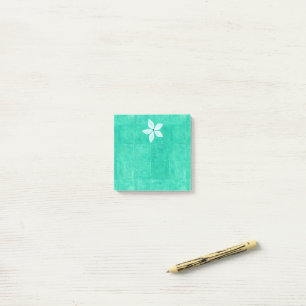 Turquoise with white flower post-it notes