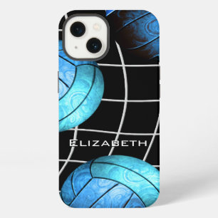 turquoise women's volleyball with vball net iPhone case