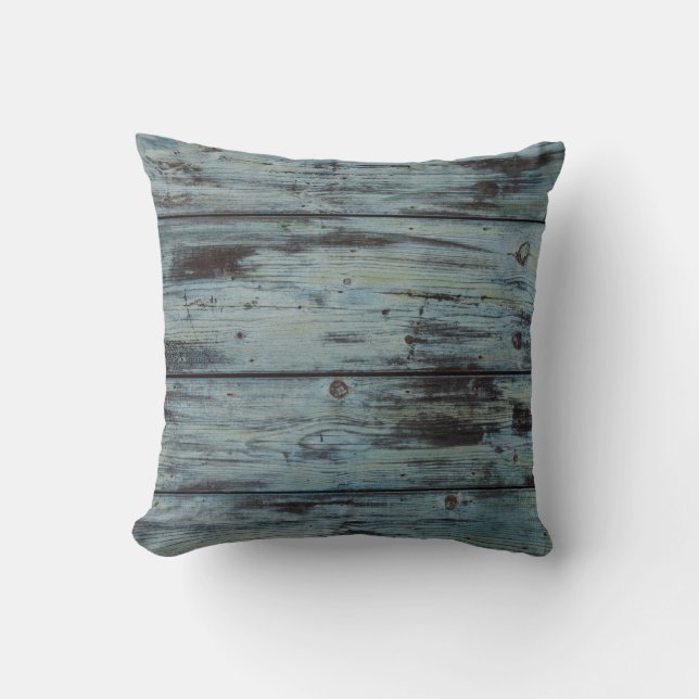 Turquoise Wood Design vintage Shabby Chic gift Cushion (Front)