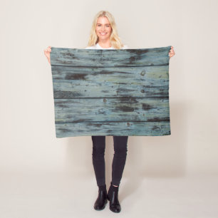 Turquoise Wood Design vintage Shabby Chic gift Fleece Blanket