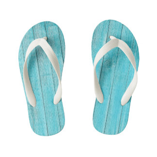 Turquoise Wood Texture Kid's Thongs
