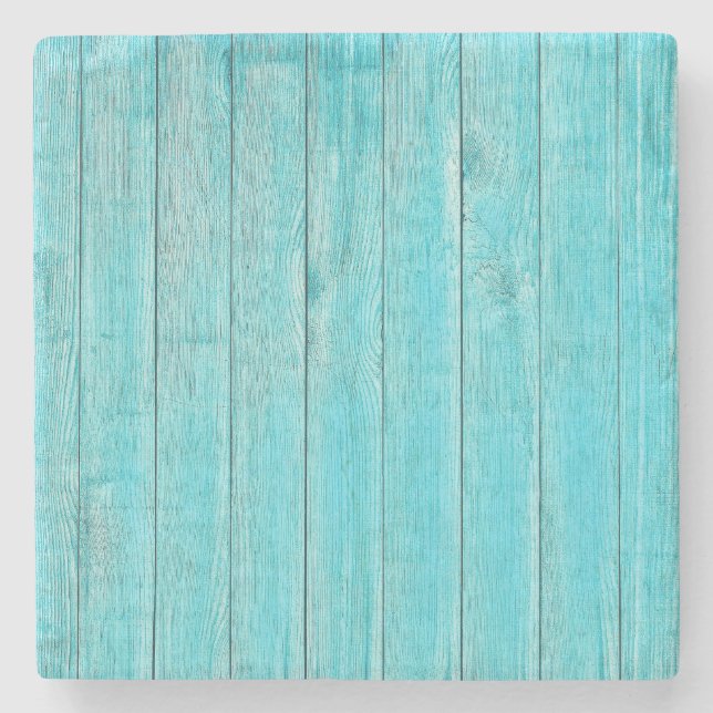 Turquoise Wood Texture Stone Coaster (Front)