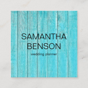 Turquoise Wooden Wedding Planner  Square Business Card