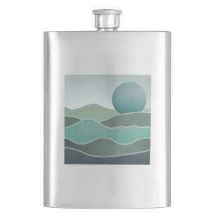 Turquoise World Landscape Hip Flask