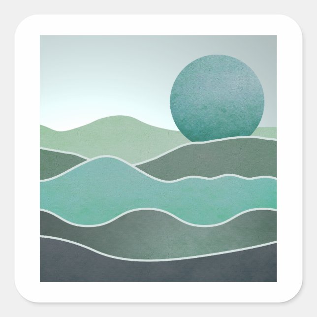 Turquoise World Landscape Square Sticker (Front)