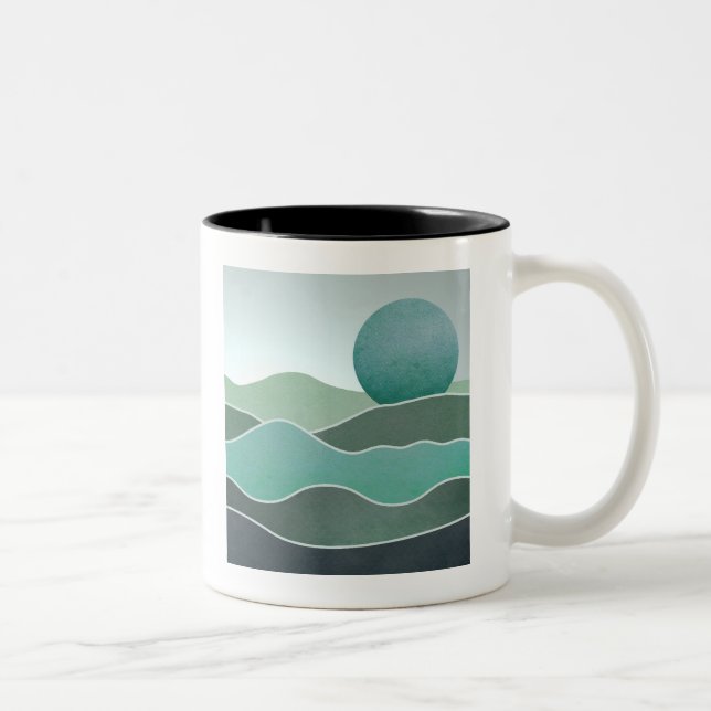 Turquoise World Landscape Two-Tone Coffee Mug (Right)