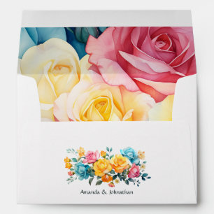 Turquoise, Yellow and Pink Floral Envelope