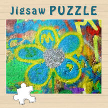 Turquoise Yellow Flower on a Graffiti Wall -