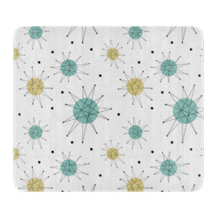Turquoise Yellow Franciscan Starburst Mid-century Cutting Board