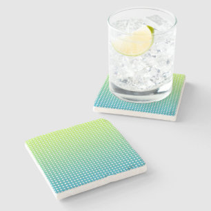 Turquoise Yellow Geometric Pattern Diamonds Stone Coaster