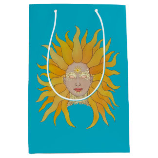 Turquoise yellow gold sun inspired gift bag