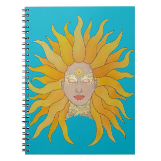 Turquoise yellow gold sun inspired notebook