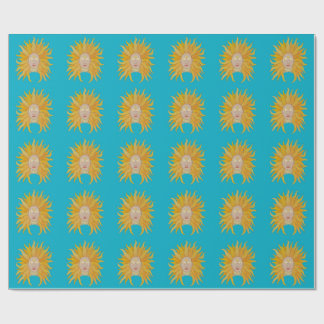 Turquoise yellow gold sun inspired wrapping paper