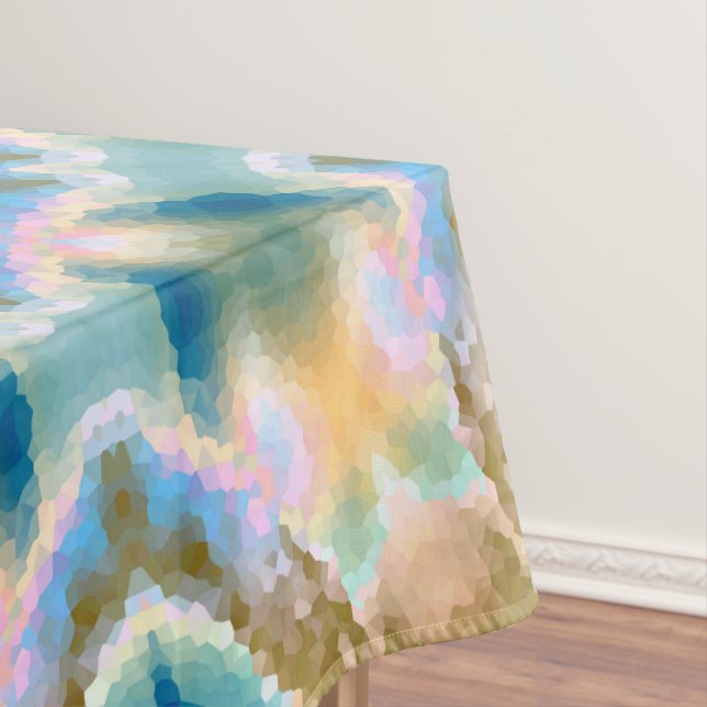 Turquoise yellow mandala tablecloth (In Situ)