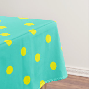 Turquoise Yellow Polka Dots Tablecloth