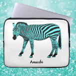 Turquoise Zebra Electronics Bag w/ Your Name<br><div class="desc">Go ahead and be unique with this Turquoise Zebra Electronics Bag w/ Your Name!</div>