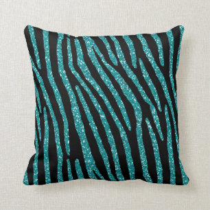 Turquoise Zebra Glamour Elegance Cushion