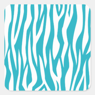 Turquoise Zebra Print Square Sticker