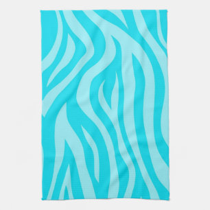 Turquoise Zebra Print Tea Towel