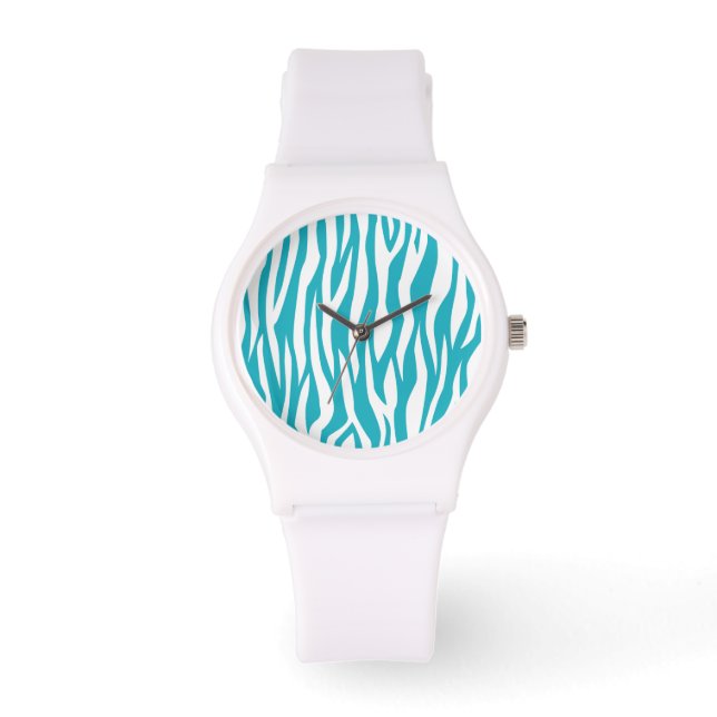 Turquoise Zebra Print Watch (Front)