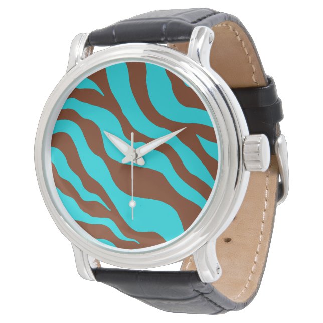 Turquoise Zebra Watch (Angled)