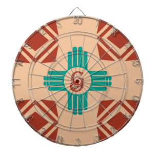 Turquoise Zia Tribal Brown Tan Dartboard