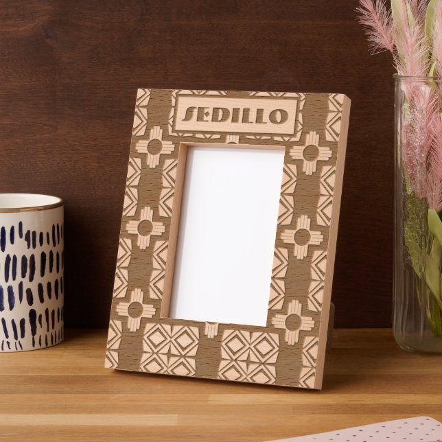 Turquoise Zia Tribal Brown Tan Etched Frames (Left)