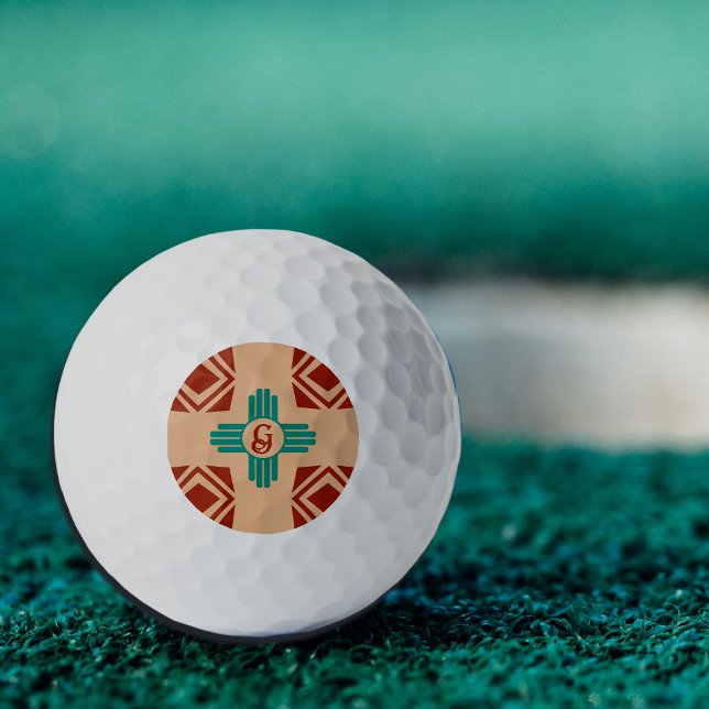 Turquoise Zia Tribal Brown Tan Golf Balls (Creator Uploaded)