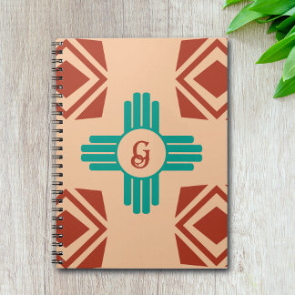 Turquoise Zia Tribal Brown Tan Notebook