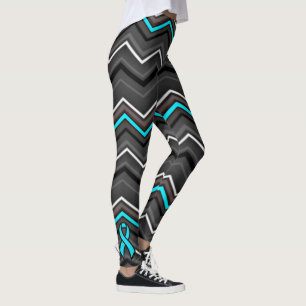 Turquoise Zig Zag with Ribbon...Dysautonomia Leggings