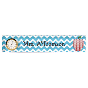 Turquoise Zigzag Apple Teacher Nameplate