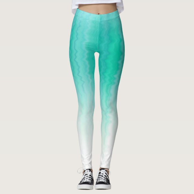 Turquoise Zigzag Pattern Leggings (Front)