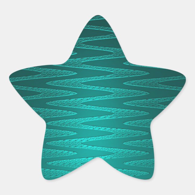 Turquoise Zigzag Pattern Star Sticker (Front)