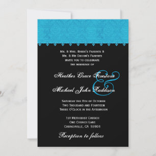 TurquoiseTextured Damask Wedding Invitation P404