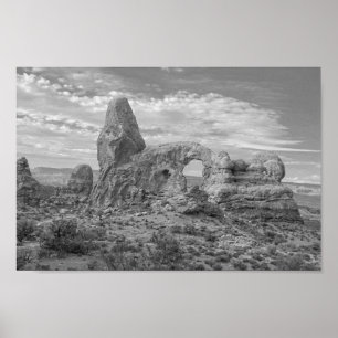 Turret Arch, Black and White, Arches National Park Poster