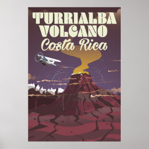 Turrialba Volcano Costa rica travel poster